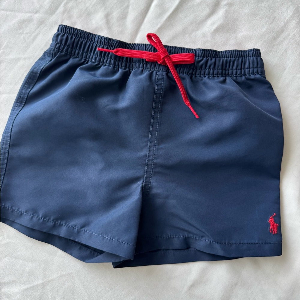 Ralph Lauren Navy Swim Trunks with Red Drawcord